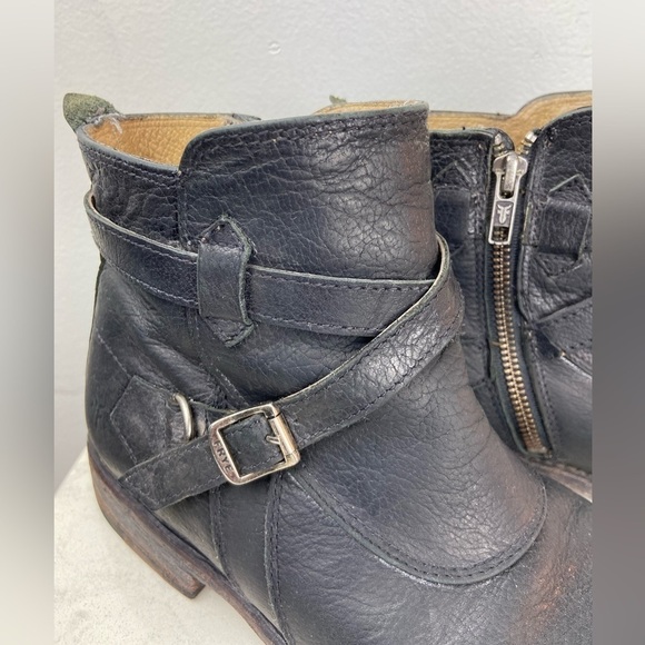 FRYE JAYDEN CROSS STRAP Black Leather Boots - Picture 11 of 16